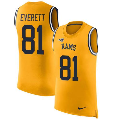 Nike Rams #81 Gerald Everett Gold Men's Stitched NFL Limited Rush Tank Top Jersey - Click Image to Close